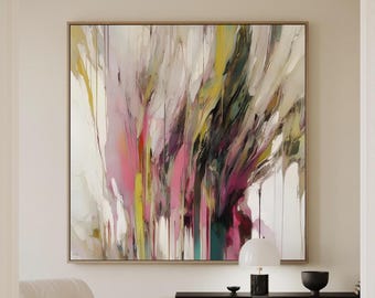 Pink Green Abstract Art Print: Modern Minimalist Wall Decor
