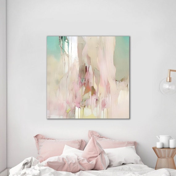 Teal Blush pink Abstract Painting, Wall décor, Wall art, Canvas print, Art print,  S02004.2