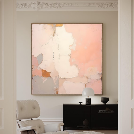 Blush Pink Abstract Art Print: Minimalist Wall Décor Painting
