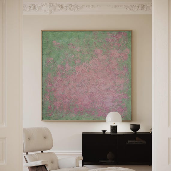 Teal & Blush Abstract Art Print: Modern Giclée Wall Decor