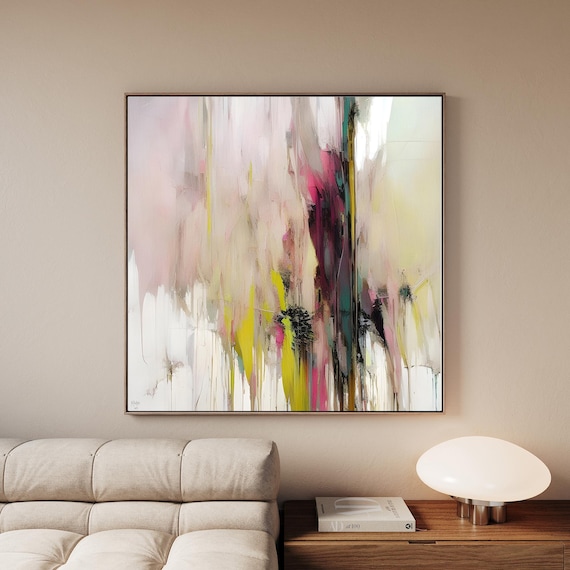 Large Abstract Canvas Art Print: Modern Pastel Wall Decor
