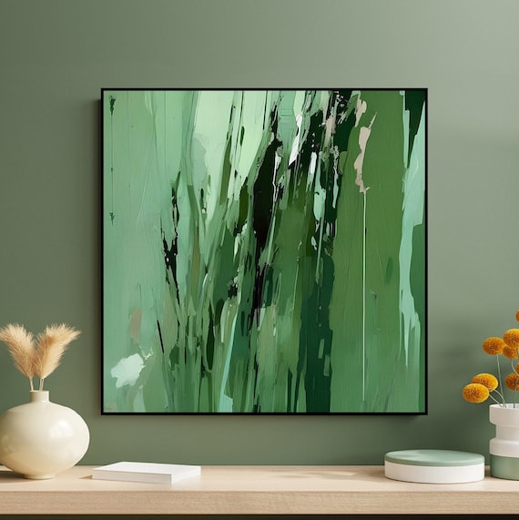 Dark Green Abstract Art Print Canvas Print, Modern Home Décor, Minimalist Wall Art, Art prints, S00024.1