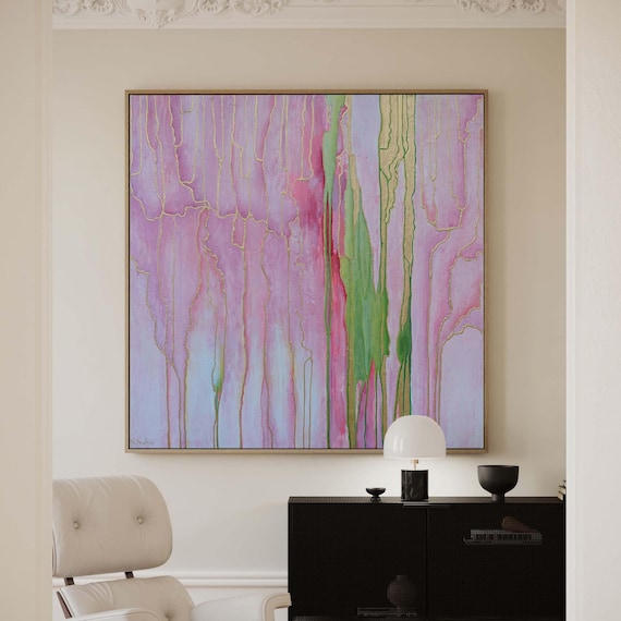 Blush Pink Red Abstract Art Print: Modern Wall Décor