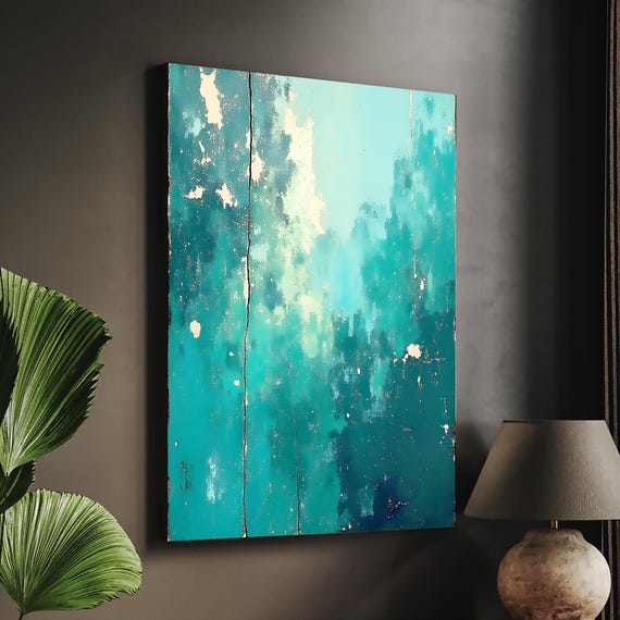 Green, Teal Abstract Art Print: Modern Wall Décor