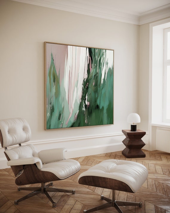 Sage green Blush pink Abstract Painting, Wall décor, Wall art, Canvas print, Art print, S00018