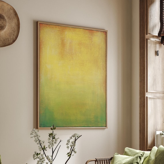 Yellow Abstract Art print, Green Yellow Red Abstract Giclee Print