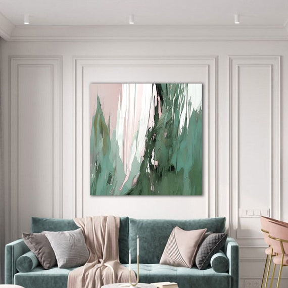 Sage green Blush pink Abstract Painting, Wall décor, Wall art, Canvas print, Art print, S00018.2