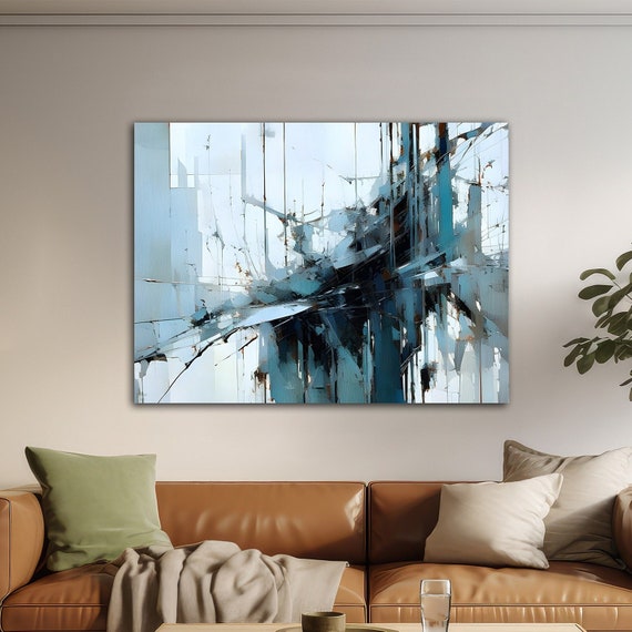 Blue Gray Abstract, Abstract Art Prints, Minimalist Wall Art, Abstract Art, Canvas,  Art prints, Artwork, Modern Home Décor H01019