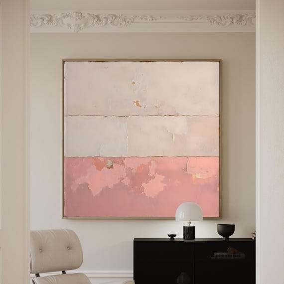 Blush Pink Abstract Art Print: Minimalist Wall Décor Painting