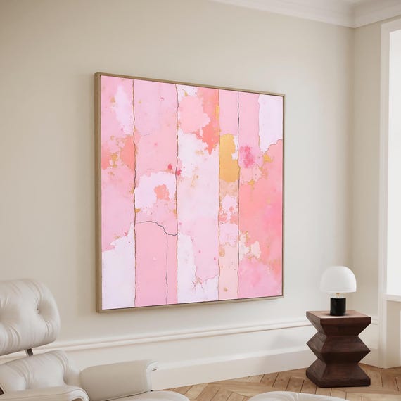 Pink Abstract Art Print: Minimalist Wall Décor Painting