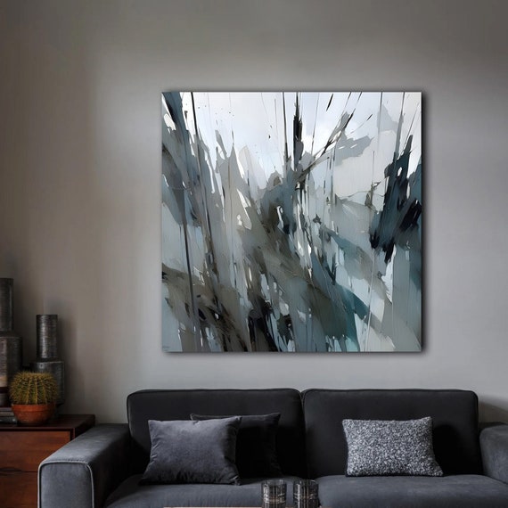 Modern Home Décor, Blue Gray Abstract Art Print, Abstract Art Prints, Minimalist Wall Art, Abstract Art Canvas, S00013