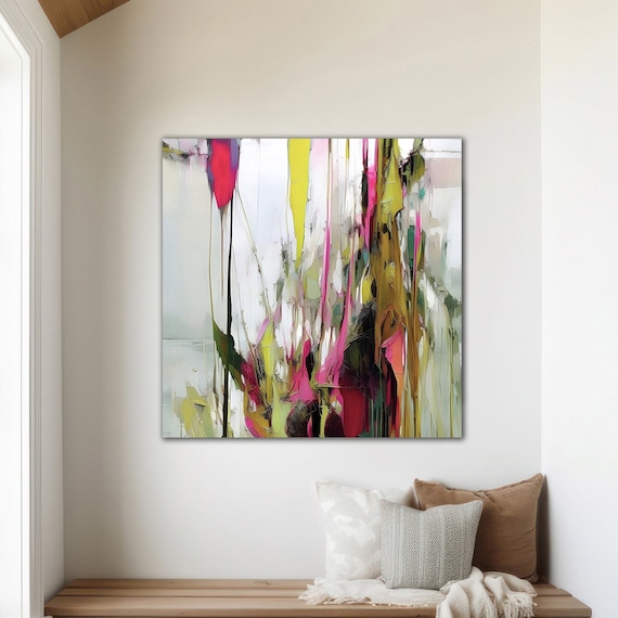 Colorful Abstract Art Canvas Print, Modern Fine Art Print Abstract, Minimalist painting, Pink Green Abstract, S00020