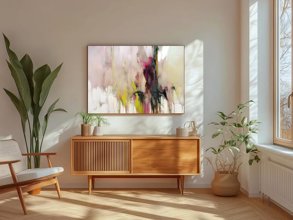 Large Abstract Canvas Art Print: Modern Pastel Wall Decor
