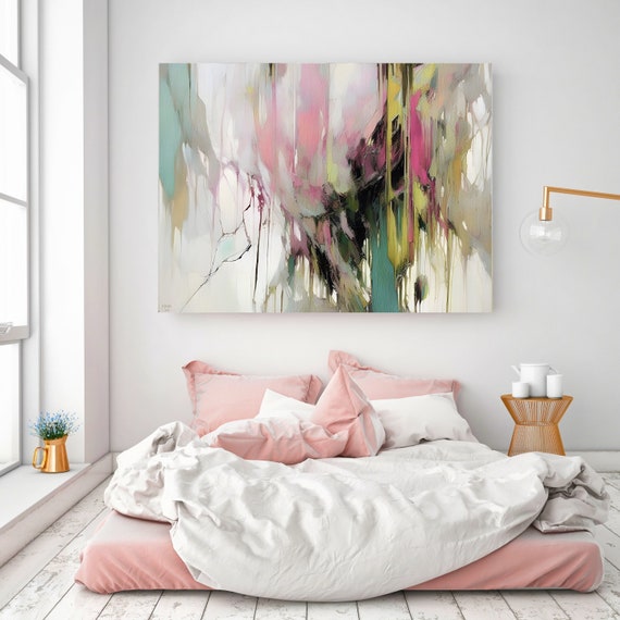 Pink Green Abstract, Modern Abstract Art Colorful,  Fine Art Print Abstract, Wall décor, Minimalist Wall art, Pink Green Abstract, H01007