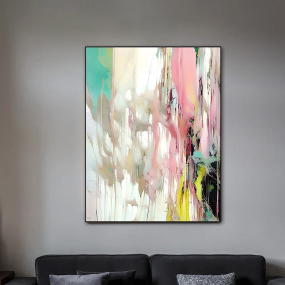 Pink Teal Abstract Fine Art Print, Colorful Modern Abstract Art Colorful Wall décor, Minimalist Wall art, Turquoise Pink Abstract, V02000