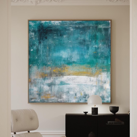 Blue Green Abstract Landscape Art Print: Modern Wall Décor