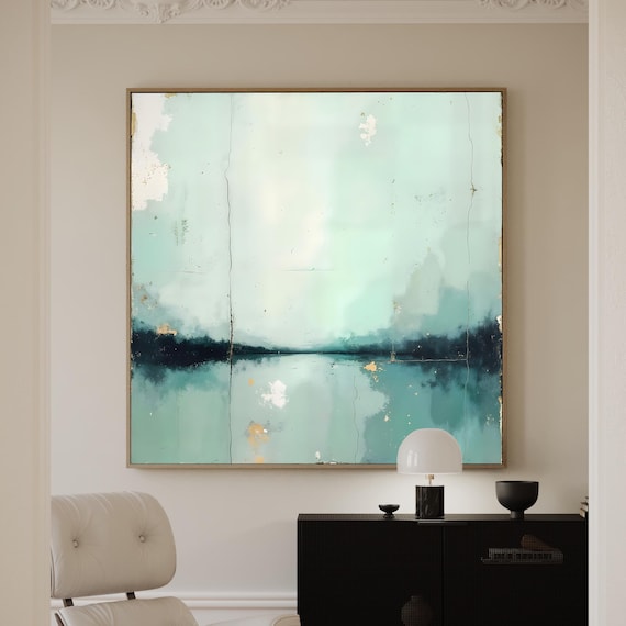 Teal Green Abstract Art Print: Modern Wall Décor