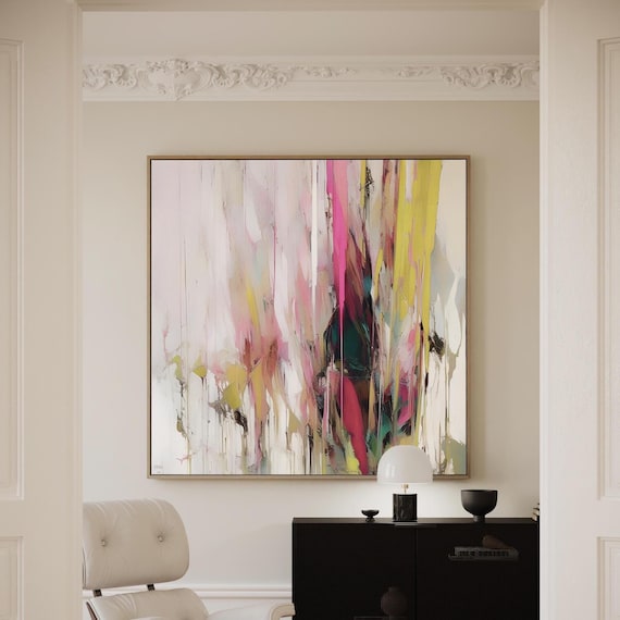 Blush Pink Abstract Art Print: Modern Colorful Wall Decor
