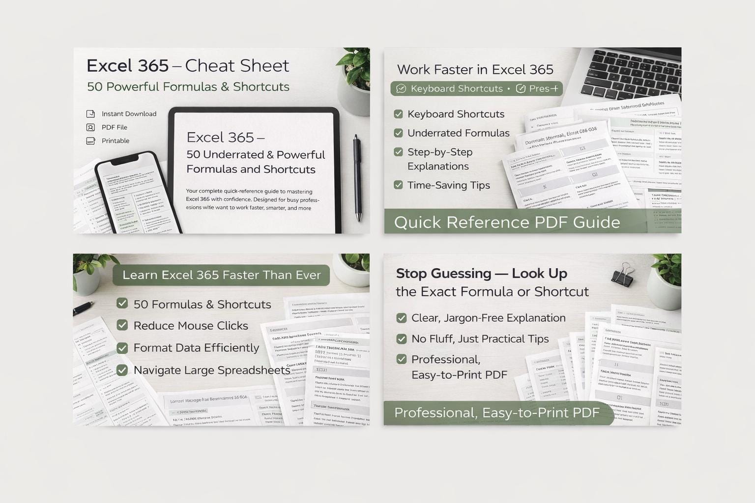 Excel 365 Cheat Sheet 50 Powerful Formulas and Shortcuts Quick ...