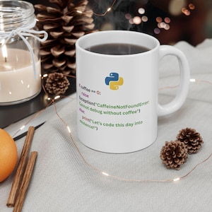 Funny Python Coffee Mug - Python Developer Gift - Debugging Humor Mug - Geeky Tech Coffee Cup for Programmers and Coders