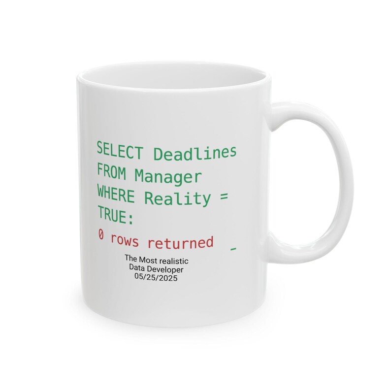 SQL Developer Mug: Funny Data Analyst Gift, FREE Personalization zdjęcie 1