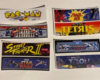 8-pack  Mini arcade marquee vinyl stickers - 4" x 1.2"