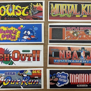 8-pack  Mini arcade marquee vinyl stickers - 4" x 1.2"