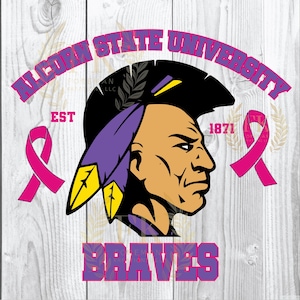 Alcorn Braves Breast Cancer, 1871 Alcorn State Braves, 2024 Alcorn State University, ASU Digital svg, ASU Digital Png HBCU Digital Download