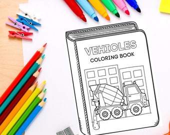 Vehicles Coloring Book - Digital Print