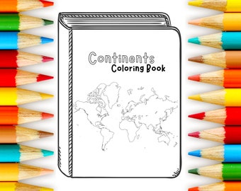 Continents Coloring Book - Digital Print