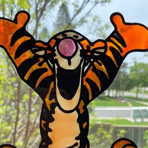 Bouncing Tigger stained glass painting