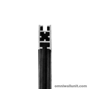 May include: Close-up of a black aluminum extrusion with a silver finish. The extrusion has a square profile with multiple slots along the length.