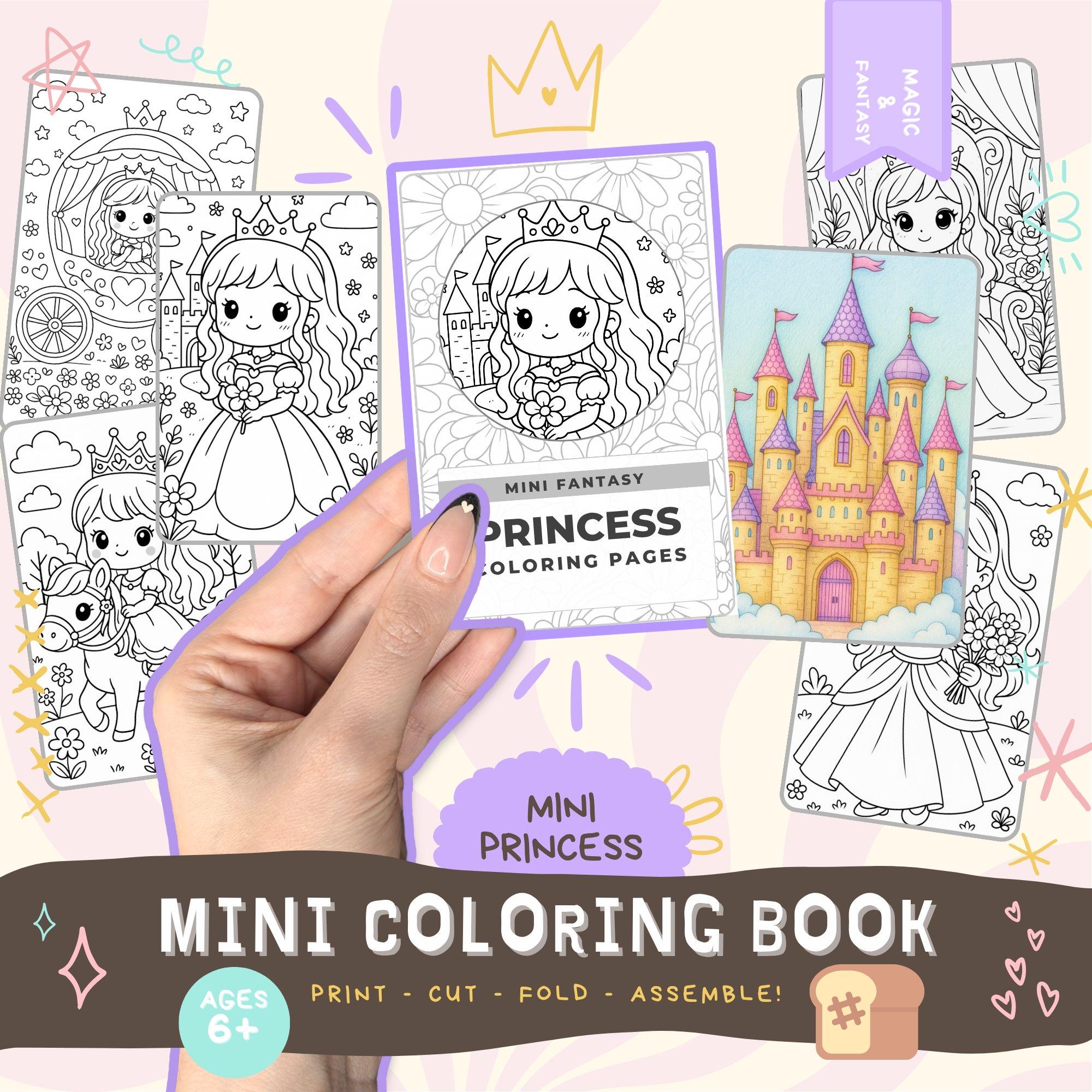 Princess Mini Coloring Book - Print and assemble bold simple…