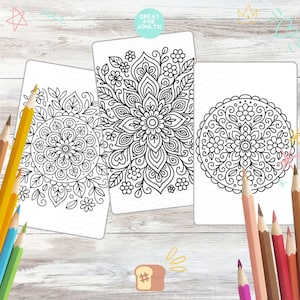 Mandala Mindfulness Mini Coloring Book - Print and assemble book kit bold simple coloring pages cozy coloring page printable 8.5x11, A4 image 4