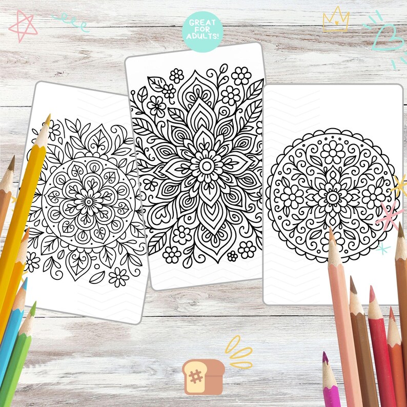 Mandala Mindfulness Mini Coloring Book - Print and assemble book kit bold simple coloring pages cozy coloring page printable 8.5x11, A4 image 4