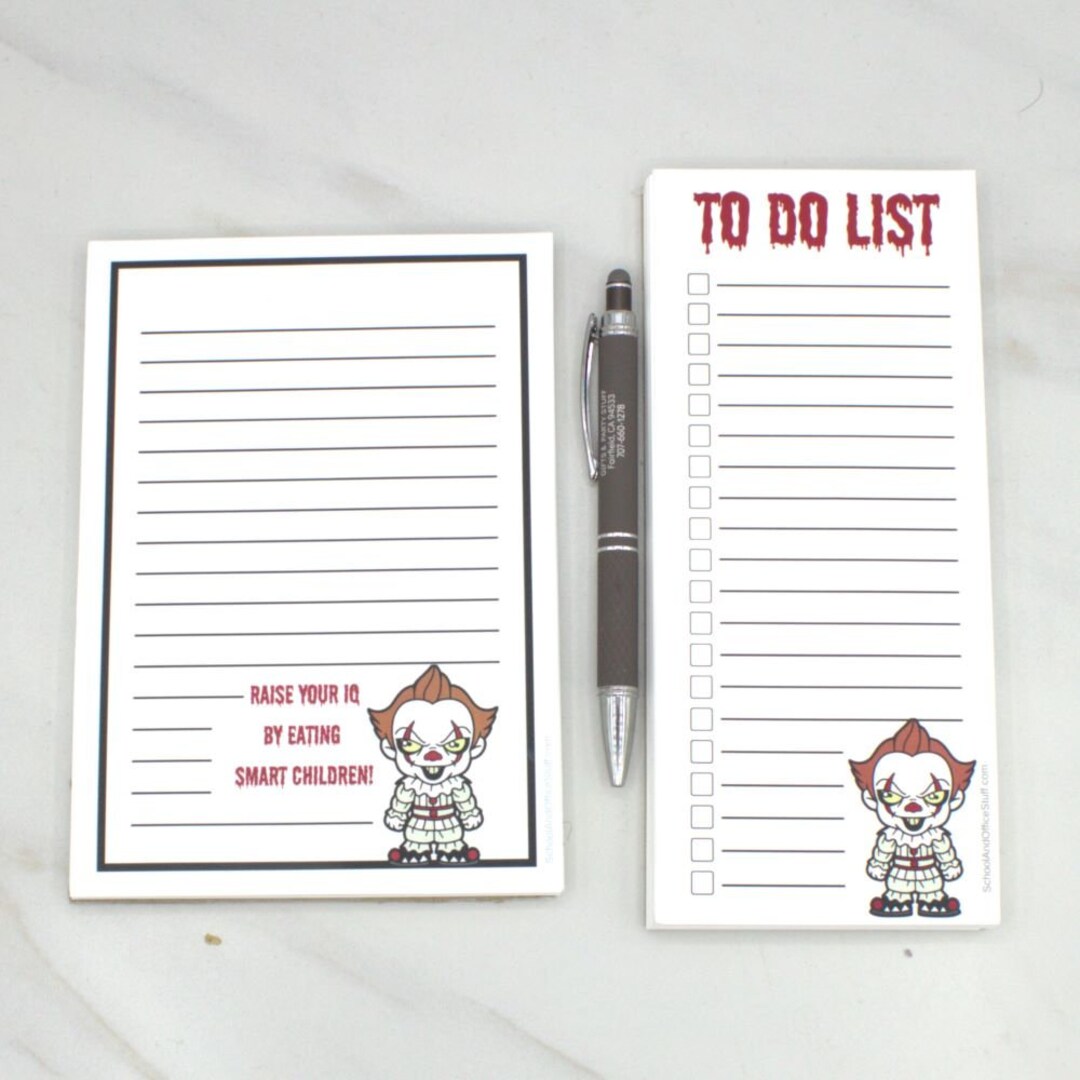 Pennywise Notepad Set Notepad Checklist Pad Memo Pad Etsy
