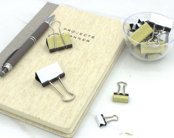 White and Glitter Gold Binder Clips | Decorative Binder Clips | Binder Clips