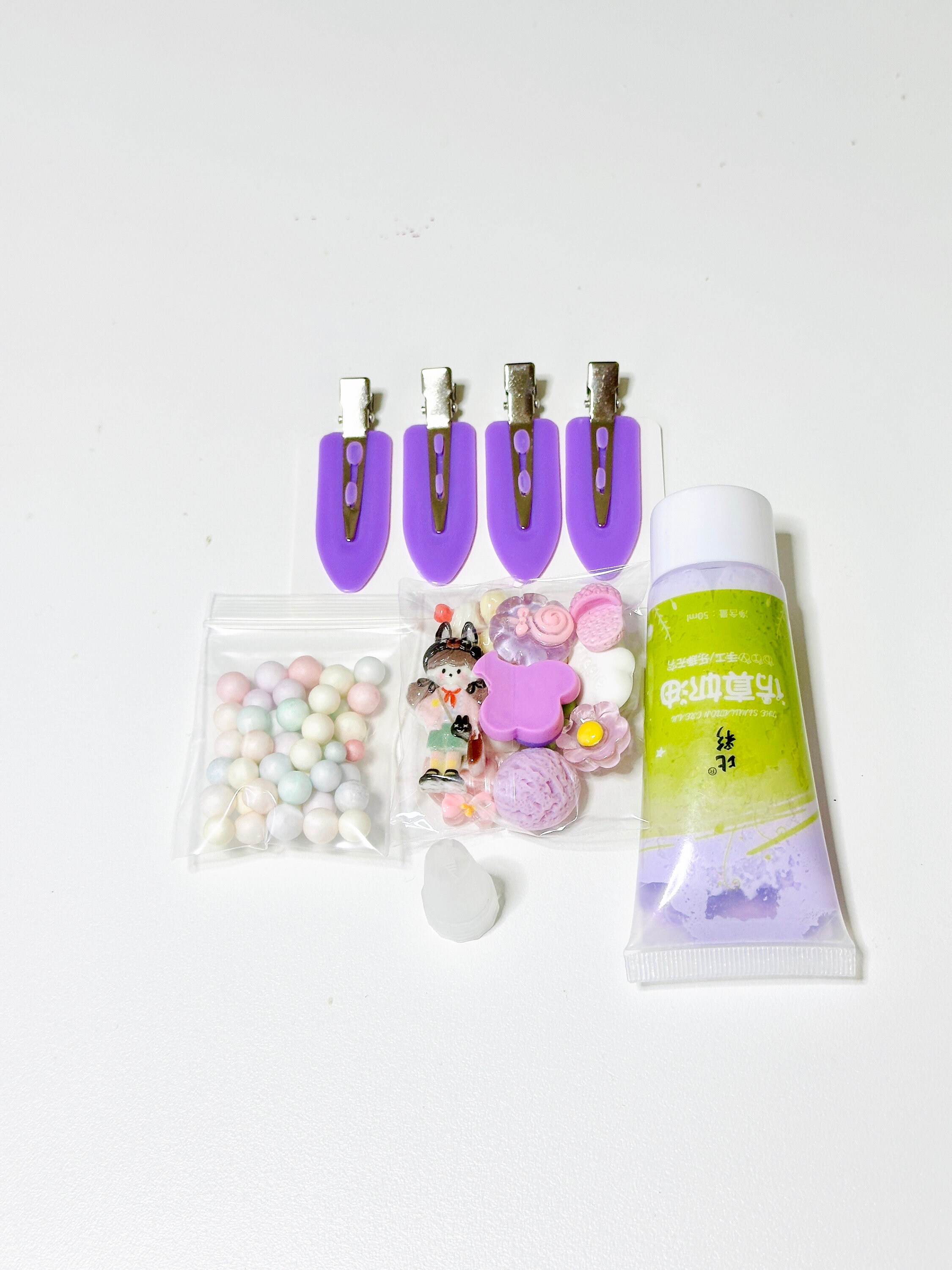 DIY Hair Clips Decoden Cream Glue Beginner Trial Material DIY Kit