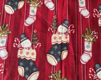 1.44 yards of snowmen in stockings designed by KC Mick - 100% Quilting Cotton