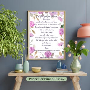 Free Prayer for Peace Digital Download Printable Christian Prayer Card Peace of Mind and Healing Prayer Spiritual Support for Stress Relief