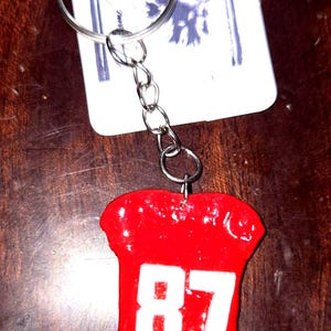 KC Chiefs Jersey Key Chain / Customizable to your team & player