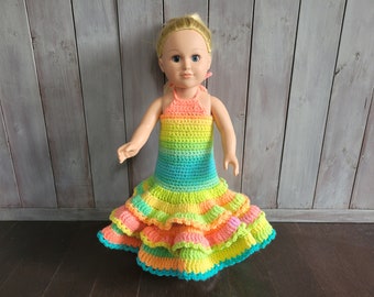 Party dress for 18" Doll Crochet Pattern, doll clothes pattern, pdf crochet pattern, doll accessories, doll dress up, fashion doll