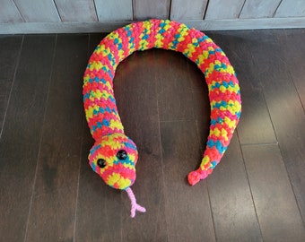 Crochet Snake Plush - (Finished Product), Amigurumi Snake, Stuffed Animal, Reptile Plush, Cute Toy
