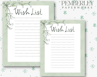 Printable Wish List  - Instant Download  - Christmas Letter - Christmas List