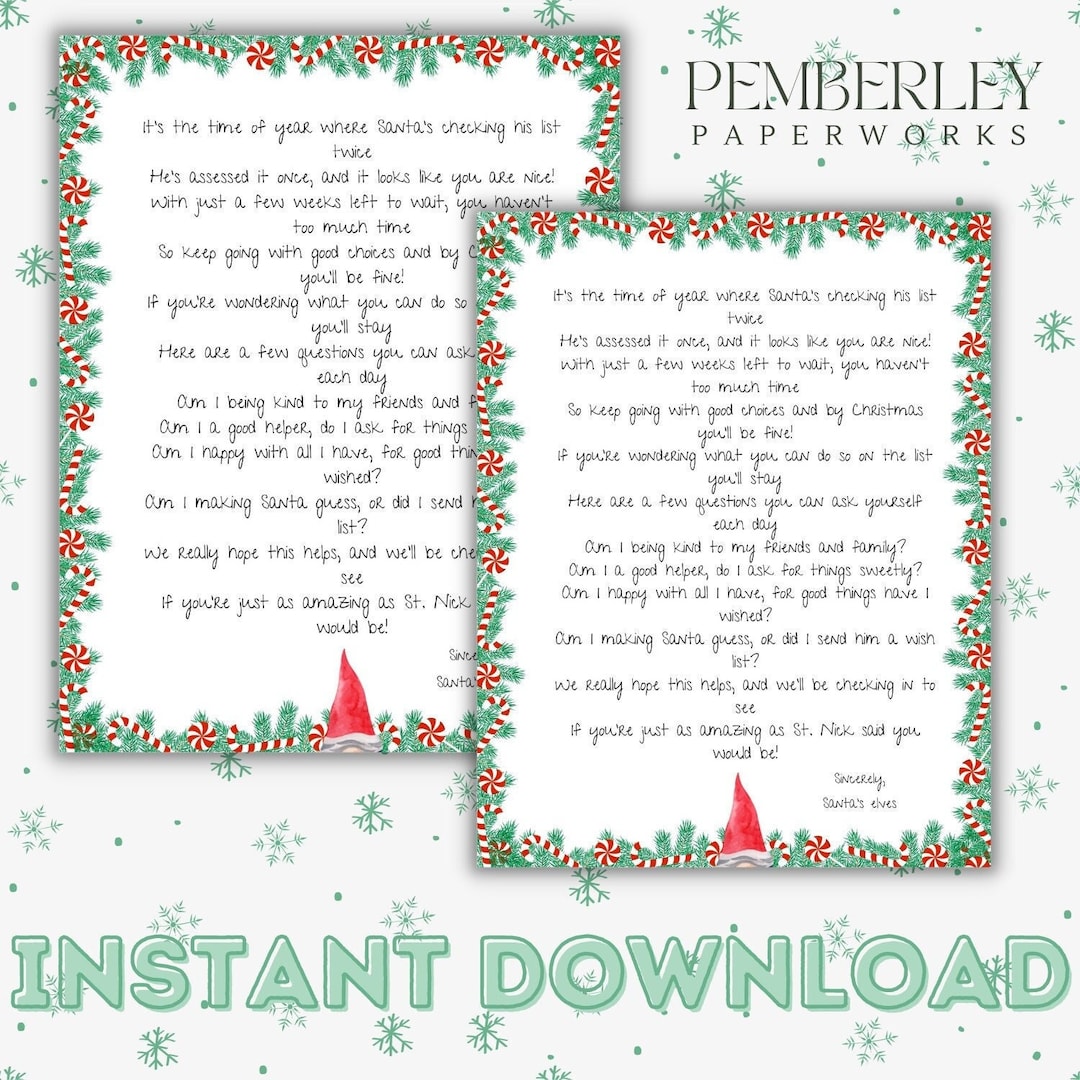 Printable Elf Letter - Instant Download - Christmas Letter ...