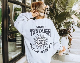 Vintage Style Celestial Crew Neck Sweatshirt, Granola Girl Aesthetic, Positive Mental Health Sweatshirt, Pinterest VSCO Sweatshirt