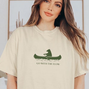 Granola Girl Aesthetic Shirt, Canoe Bear Rowing Shirt, Go With The Flow, Let's Explore Hiking Camping Outdoorsy Adventure Shirt