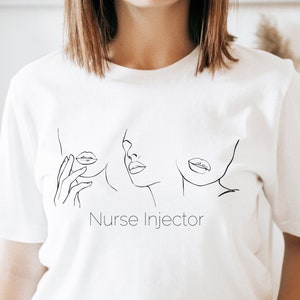 Chemise d&#39;injecteur d&#39;infirmière, chemise d&#39;esthéticienne, esthétique médicale, injecteur cosmétique, injecteur de Botox, chemise d&#39;esthéticienne