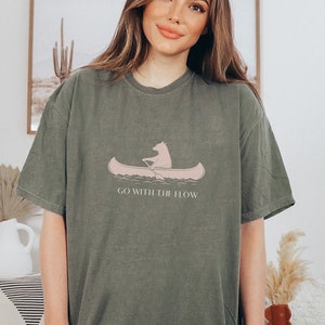 Granola Girl Aesthetic Shirt, Canoe Bear Rowing Shirt, Go With The Flow, Let's Explore Hiking Camping Outdoorsy Adventure Shirt