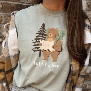 Granola Girl Aesthetic Shirt, Granola Girl Clothing, Comfort Colors Shirt, Let's Explore Hiking Camping Outdoorsy Adventure Shirt